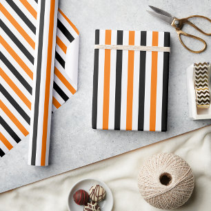 Halloween Oranje Black White Stripes Pattern Gift Cadeaupapier