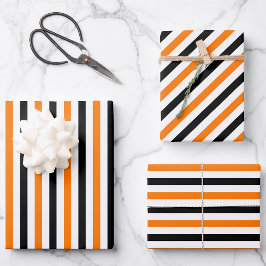 Halloween Oranje Black White Stripes Pattern Gift Inpakpapier Vel