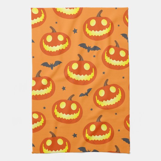 Halloween Oranje Cartoon Pumpkin Pattern Theedoek (Verticaal)
