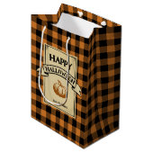 Halloween oranje cheque plaid medium cadeauzakje (Voorkant Gekanteld)