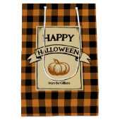 Halloween oranje cheque plaid medium cadeauzakje (Achterkant)