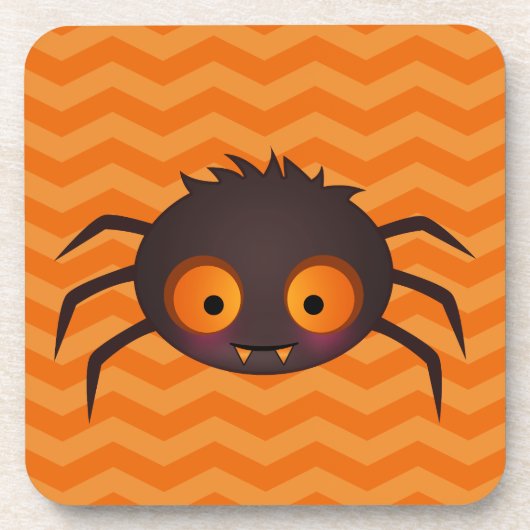 Halloween Oranje Chevron Cute Spider Design Bier Onderzetter (Voorkant)