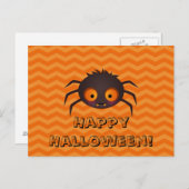 Halloween Oranje Chevron Cute Spider Design Briefkaart (Voorkant / Achterkant)