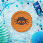 Halloween Oranje Chevron Cute Spider Design Papieren Bordje (Feest)