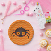 Halloween Oranje Chevron Cute Spider Design Papieren Bordje (Feest)