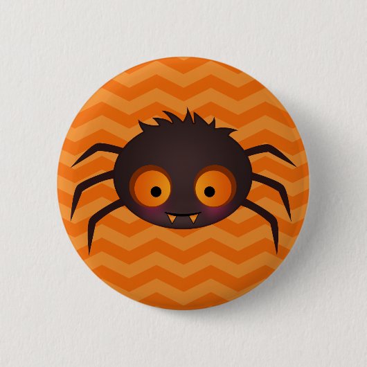 Halloween Oranje Chevron Cute Spider Design Ronde Button 5,7 Cm (Voorkant)