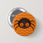 Halloween Oranje Chevron Cute Spider Design Ronde Button 5,7 Cm (Voorkant /achterkant)