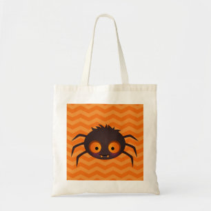Halloween Oranje Chevron Cute Spider Design Tote Bag