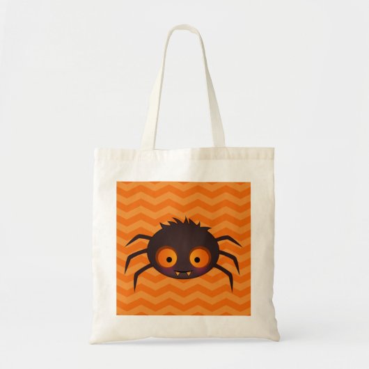Halloween Oranje Chevron Cute Spider Design Tote Bag (Voorkant)