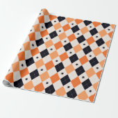 Halloween Oranje en Black Spider Argyle Pattern Cadeaupapier (Uitgerold)