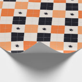 Halloween Oranje en Black Spider Argyle Pattern Cadeaupapier (Hoek)