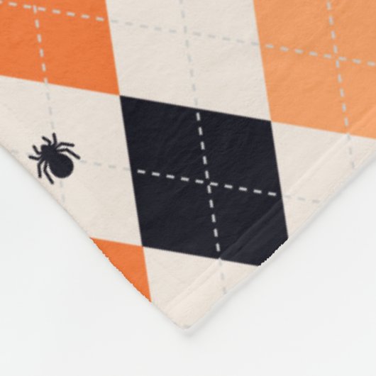 Halloween Oranje en Black Spider Argyle Pattern Fleece Deken (Hoek)