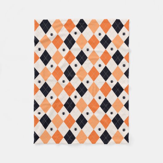Halloween Oranje en Black Spider Argyle Pattern Fleece Deken (Voorkant)