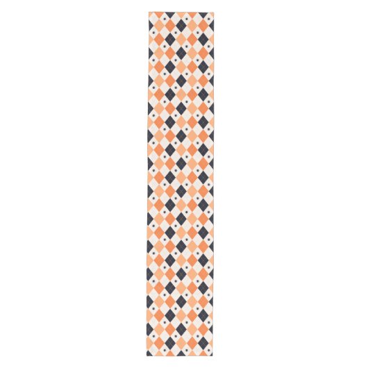 Halloween Oranje en Black Spider Argyle Pattern Medium Tafelloper (Voorkant)