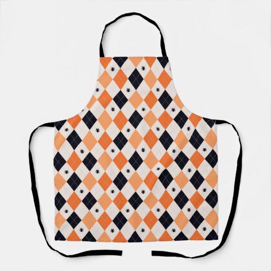 Halloween Oranje en Black Spider Argyle Pattern Schort (Voorkant)