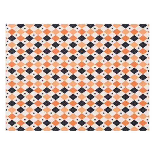 Halloween Oranje en Black Spider Argyle Pattern Tafelkleed (Voorkant (Horizontaal))