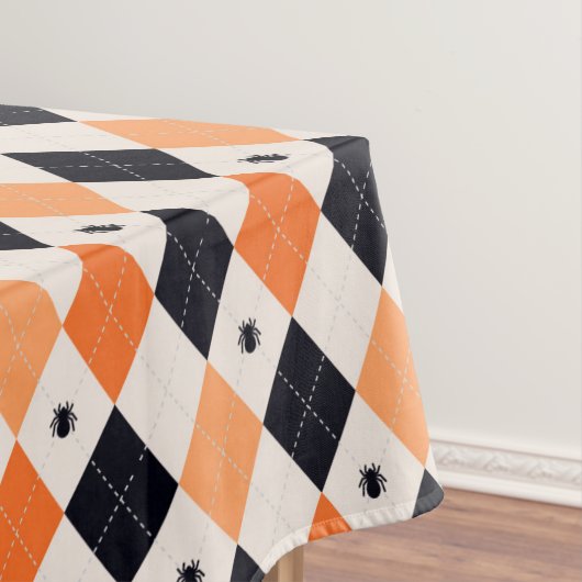 Halloween Oranje en Black Spider Argyle Pattern Tafelkleed (Voorbeeld)