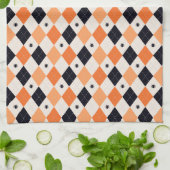 Halloween Oranje en Black Spider Argyle Pattern Theedoek (Gevouwen)