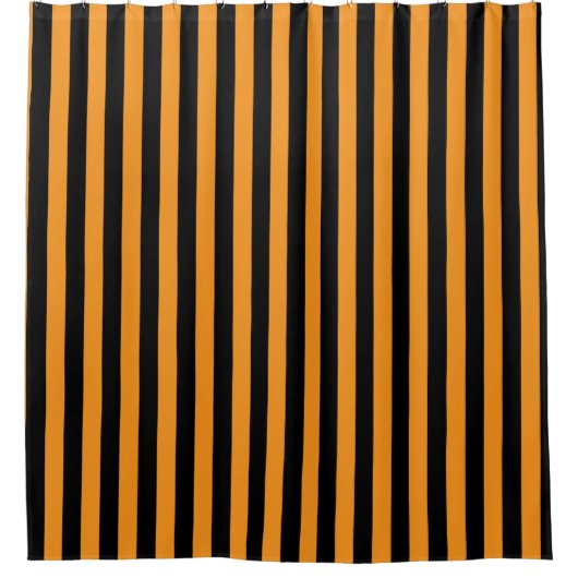 Halloween Oranje en Black Striped Shower Curtain Douchegordijn (Voorkant)