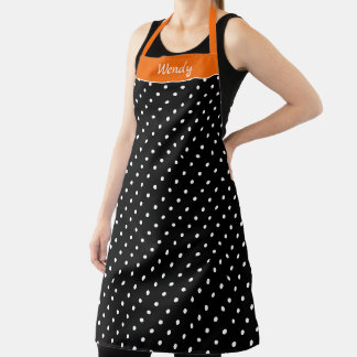 Halloween Oranje en Zwart met Witte Stippen Schort