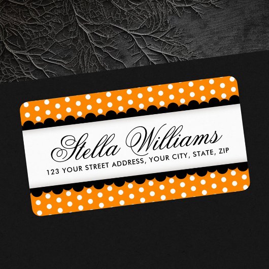 Halloween oranje en zwart retouradres etiket