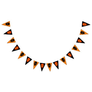 Halloween Oranje en Zwarte Schedels Vlaggetjes