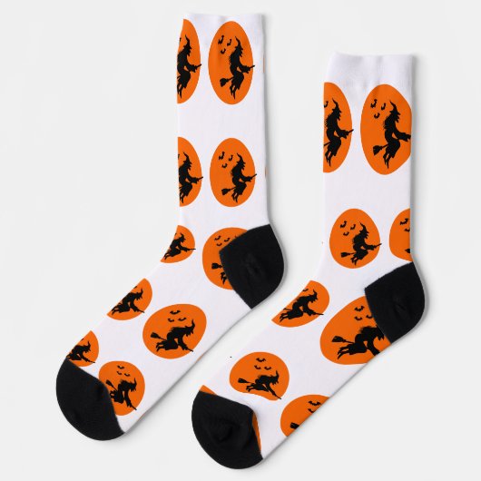 Halloween oranje en zwarte sokken (Links)
