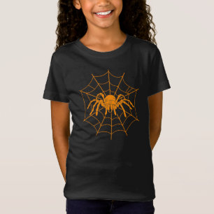 Halloween Oranje Enge Spin en Web Kostuum T-shirt