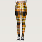 Halloween Oranje, geel, wit en zwart gekleed Leggings (Voorkant)
