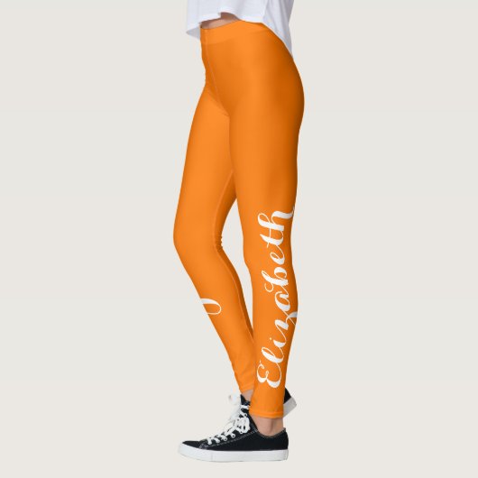 Halloween Oranje Girly Custom Name Sportkostuum Leggings (Links)