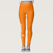 Halloween Oranje Girly Custom Name Sportkostuum Leggings (Voorkant)