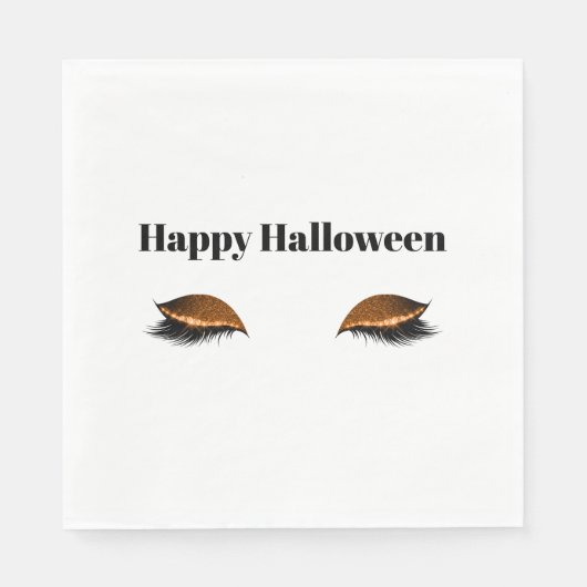 Halloween Oranje Glinsterende Ogen Servet (Voorkant)