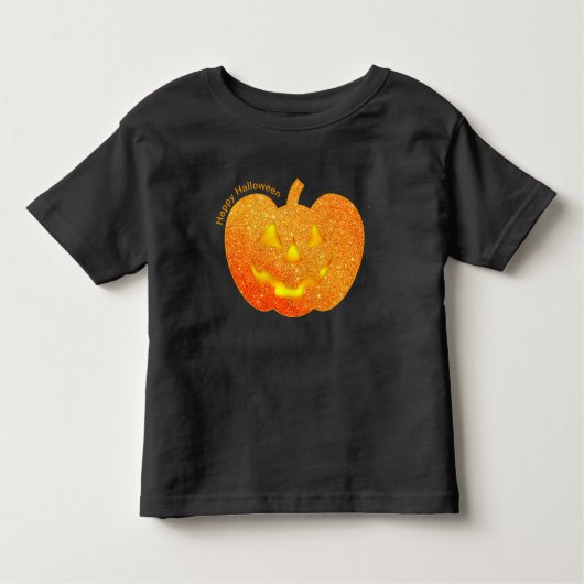 Halloween Oranje Glitter Pompoen Kinder Shirts (Voorkant)