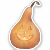 Halloween Oranje Gourd Waterverf Sticker (Voorkant)