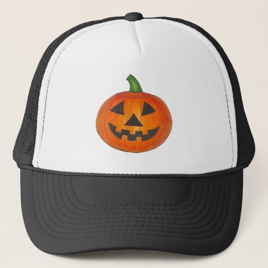 Halloween Oranje Jack o' Lantern Pumpkin Carving Trucker Pet (Voorkant)