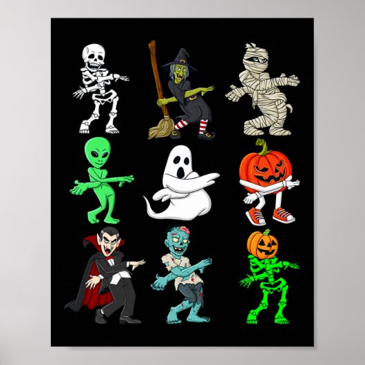 Halloween Oranje Justice Monsters Skeleton Boys Gi Poster (Voorkant)