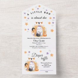 Halloween Oranje Klein Geest Meisje Baby Shower All In One Uitnodiging