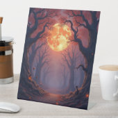 Halloween oranje maan reclamebord met voetstuk (Insitu)