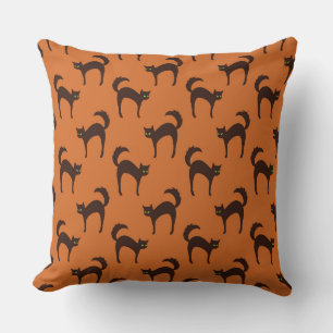 HALLOWEEN ORANJE MET ZWARTE KATTEN KUSSEN