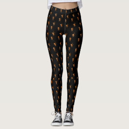 Halloween Oranje Mieren Op Zwarte Patroon Leggings