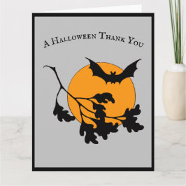  Halloween Oranje Moon Flying Bats Bedankkaart