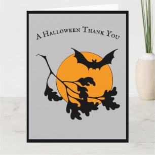 Halloween Oranje Moon Flying Bats Bedankkaart