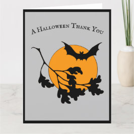 Halloween Oranje Moon Flying Bats Bedankkaart