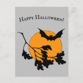  Halloween Oranje Moon Flying Bats Briefkaart (Voorkant)