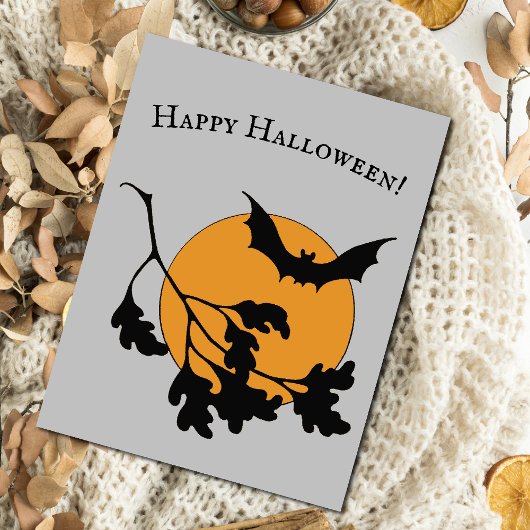  Halloween Oranje Moon Flying Bats Briefkaart