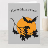  Halloween Oranje Moon Flying Bats Kaart (Voorkant)
