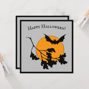Halloween Oranje Moon Flying Bats Kaart