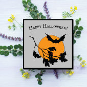  Halloween Oranje Moon Flying Bats Kaart
