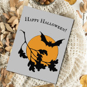  Halloween Oranje Moon Flying Bats Kaart