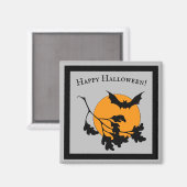 Halloween Oranje Moon Flying Bats Magneet (Voorkant / Achterkant)